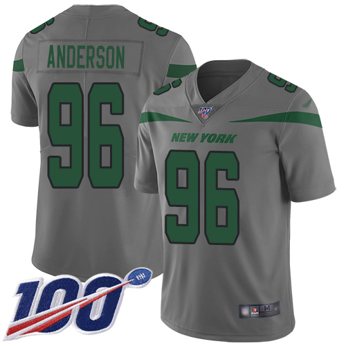 New York Jets Limited Gray Men Henry Anderson Jersey NFL Football #96 100th Season Inverted Legend->new york jets->NFL Jersey
